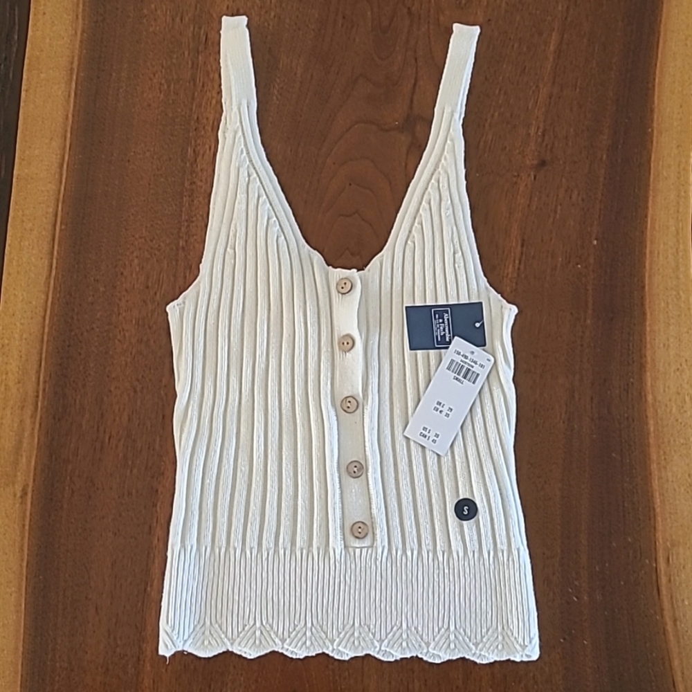 Abercrombie & Fitch Cream Ribbed Tank Top